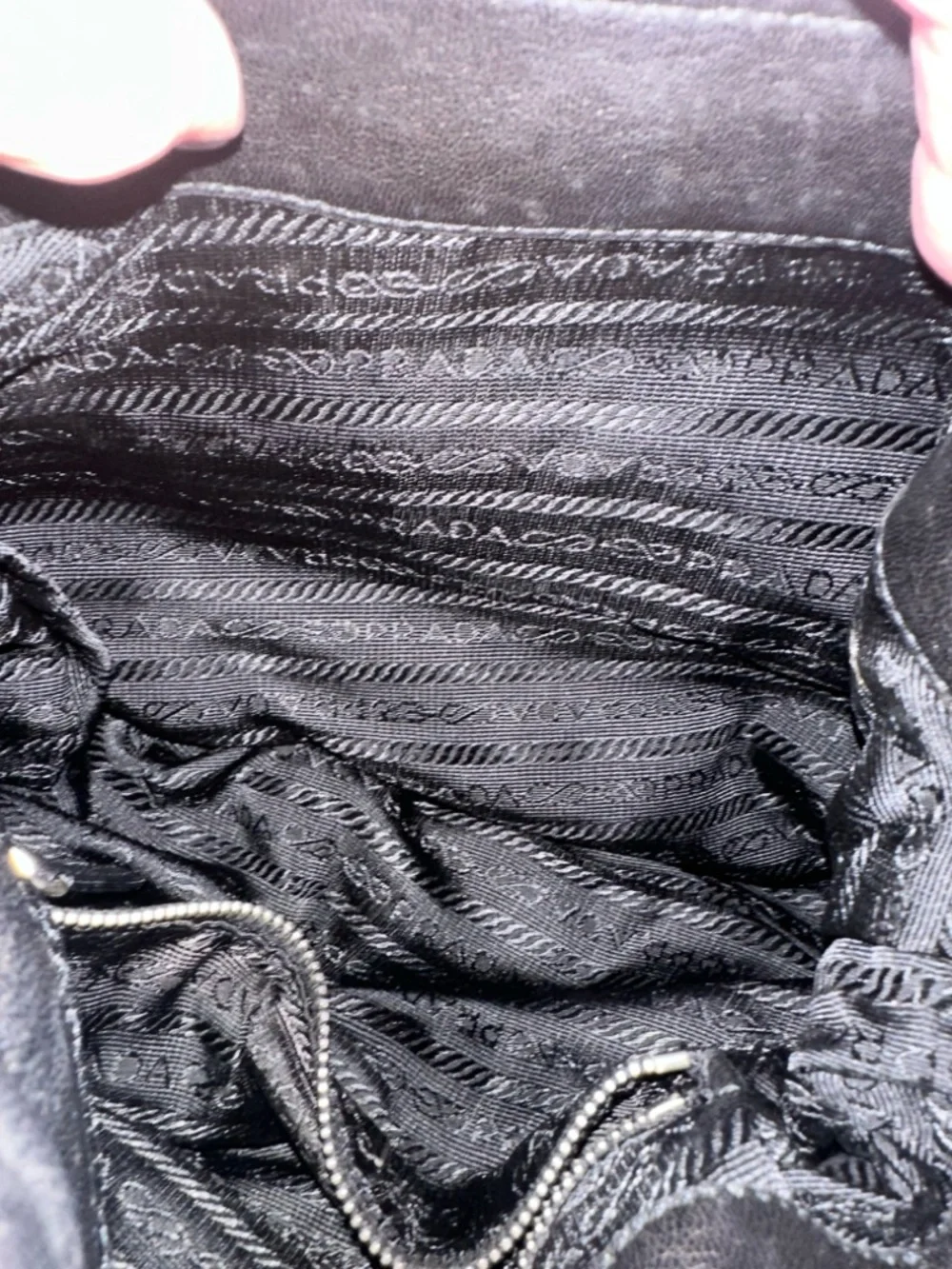 Prada Black Nylon Shoulder Hobo with Leather Trim - Picture 13 of 16